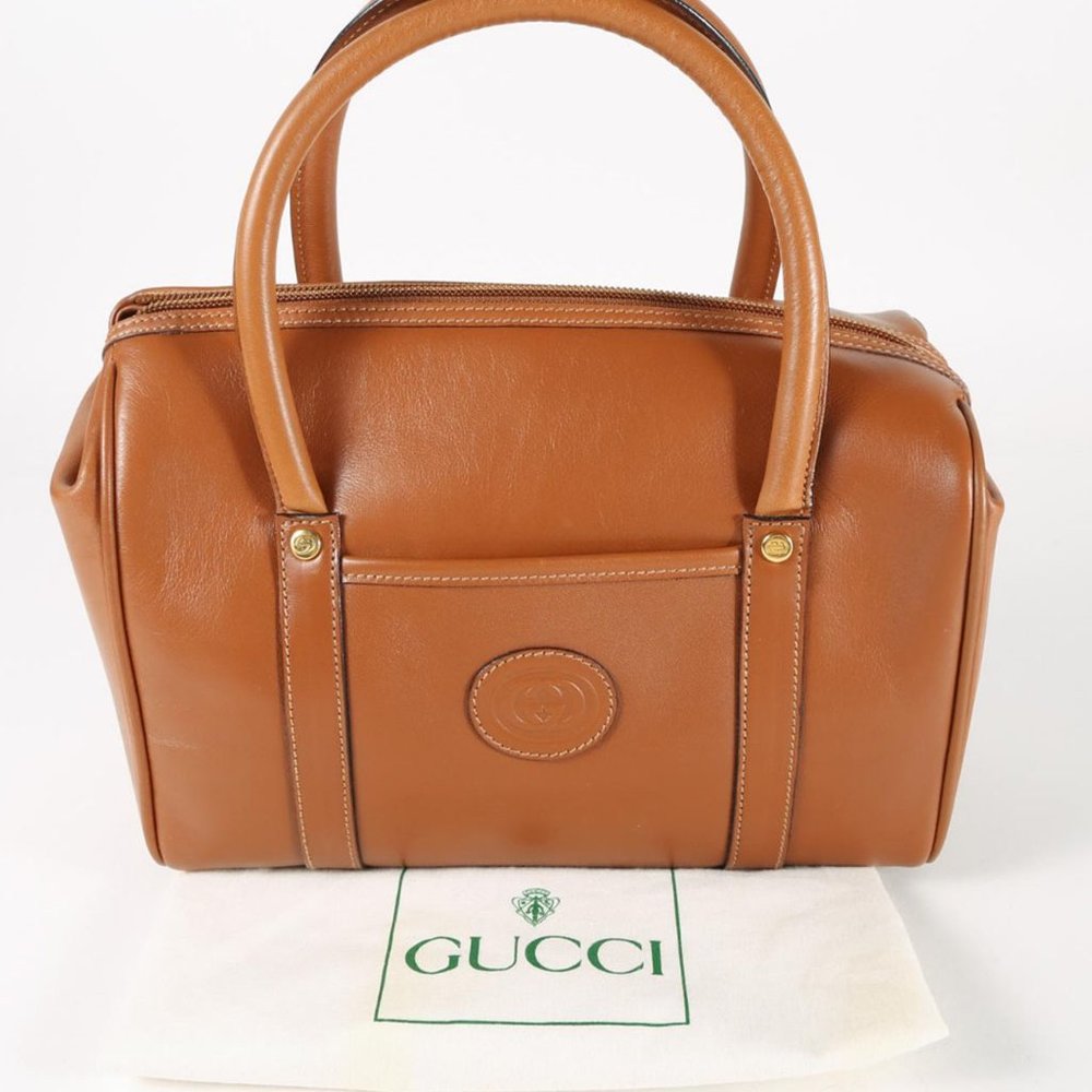Vintage Gucci GG Top Handle Brown Boston Bag